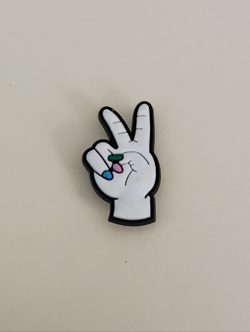 10 for $10 Jibbitz Croc Charm - Green Pink Blue Nails Woman's Hand Peace Symbol